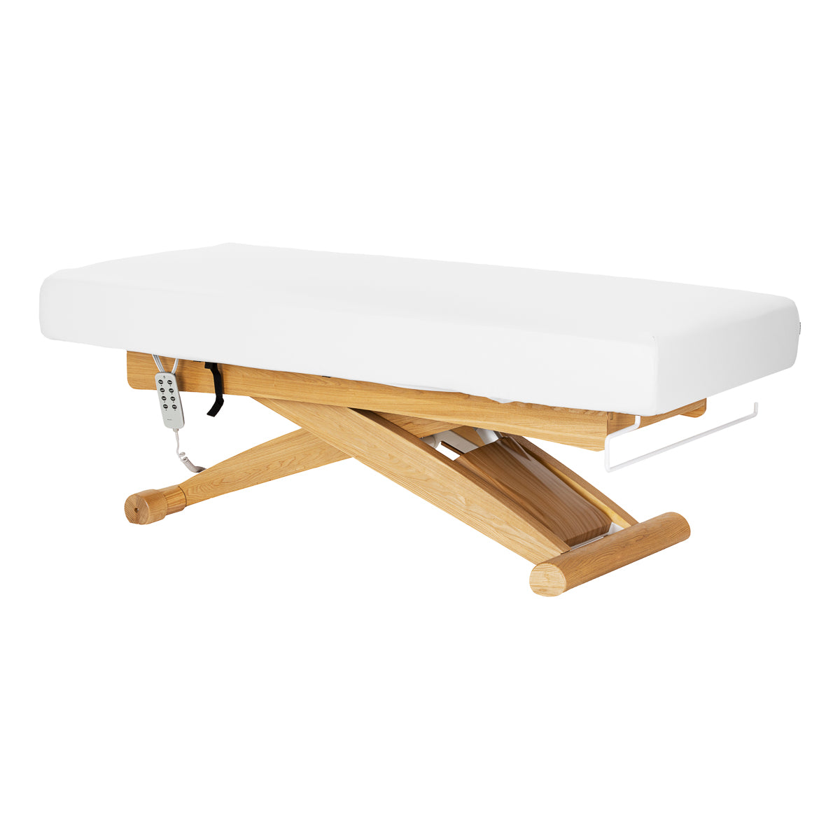 Sillon Siesta Camilla SPA Eléctrica – Blanca, Base Marrón Claro · Vista general