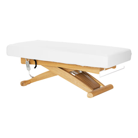 Sillon Siesta Camilla SPA Eléctrica – Blanca, Base Marrón Claro · Vista general