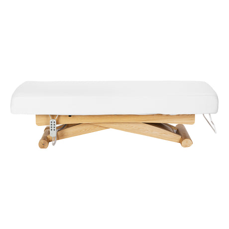Sillon Siesta Camilla SPA Eléctrica – Blanca, Base Marrón Claro · Vista lateral