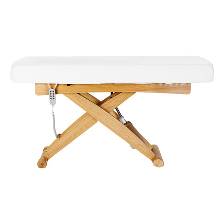 Sillon Siesta Camilla SPA Eléctrica – Blanca, Base Marrón Claro · Vista lateral