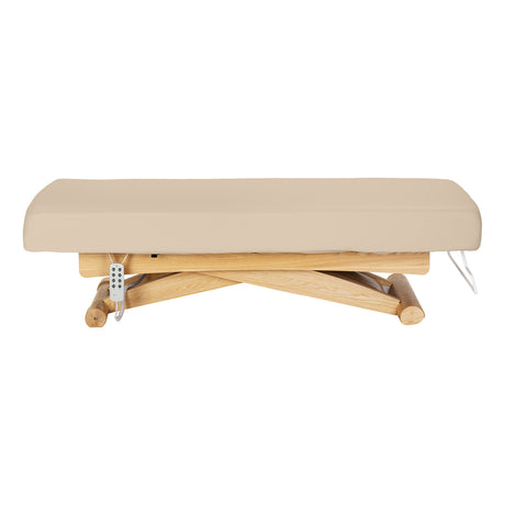Sillon Siesta Camilla SPA Eléctrica – Beige, Base Marrón Claro · Vista lateral