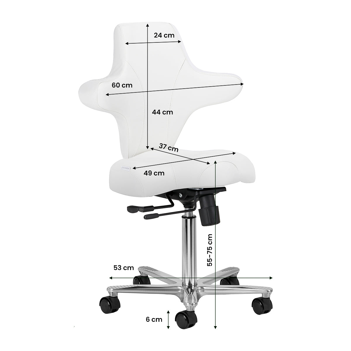 Azzurro Special 152 Silla De Trabajo – Blanca Nieve · Esquema de dimensiones