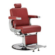 Gabbiano Visionerio+ sillón de barbero hidráulico – Rojo, estructura cromada; vista en ángulo