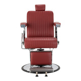 Gabbiano Visionerio+ sillón de barbero hidráulico – Rojo, estructura cromada; vista frontal