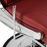 Gabbiano Visionerio+ sillón de barbero hidráulico – Rojo, estructura cromada; palanca lateral de ajuste y estructura