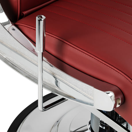 Gabbiano Visionerio+ sillón de barbero hidráulico – Rojo, estructura cromada; palanca lateral de ajuste y estructura