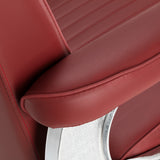 Gabbiano Visionerio+ sillón de barbero hidráulico – Rojo, estructura cromada; parte inferior del apoyabrazos acolchado