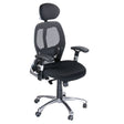 Beauty System CorpoComfort BX-4028A ergonomic black office chair with padded seat and adjustable armrests, shown from front view