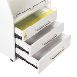 White Beauty System cosmetic cabinet BD-T601 with multiple shelves and a sleek modern design, shown in the image.