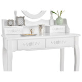 MIRA White Vanity Table with Mirror, 4 Drawers & Stool - BVShop