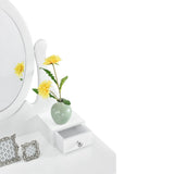 Toaletka biała LENA lustro 3 szuflady + taboret - BVShop