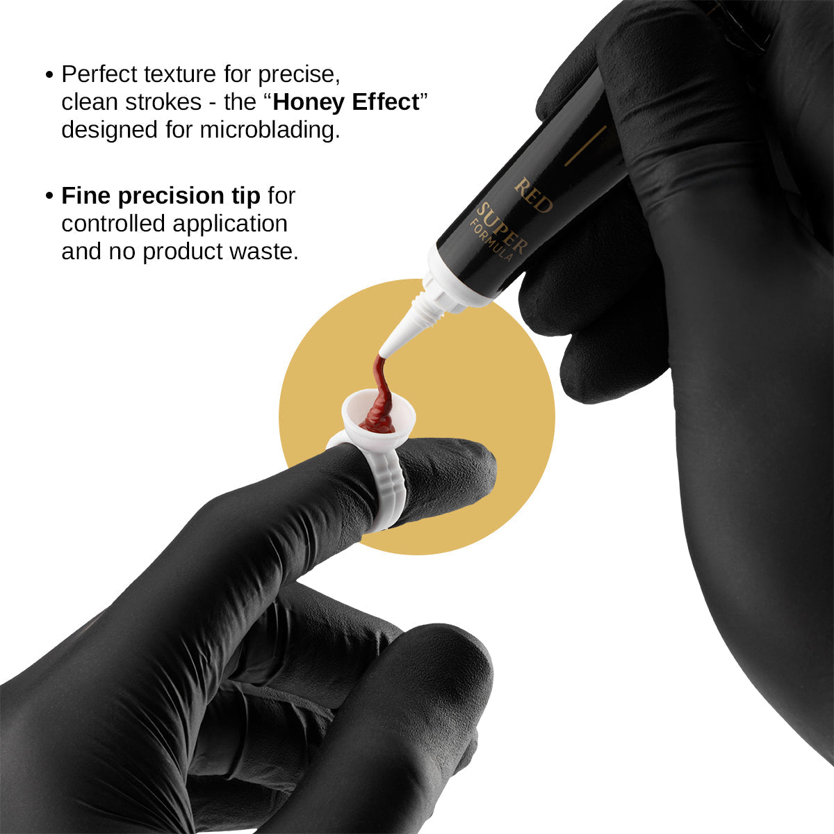 PhiBrows SUPER formula — Honey Effect texture and precision tip demonstration with Red
