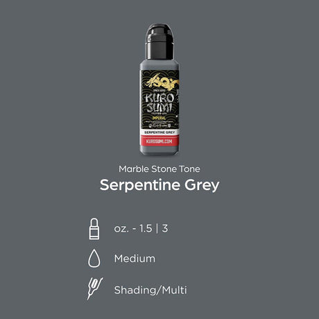 Tinta para tatuajes Kuro Sumi Imperial Serpentina Gris en stock 44ml