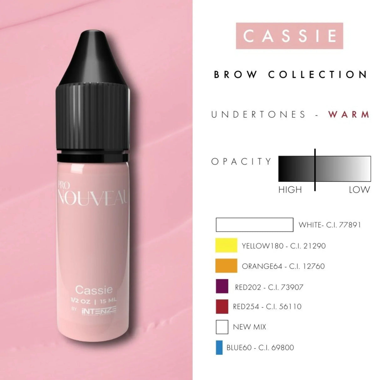 Pigmentos para labios Pro Nouveau Blush de Intenze Cassie 15ml