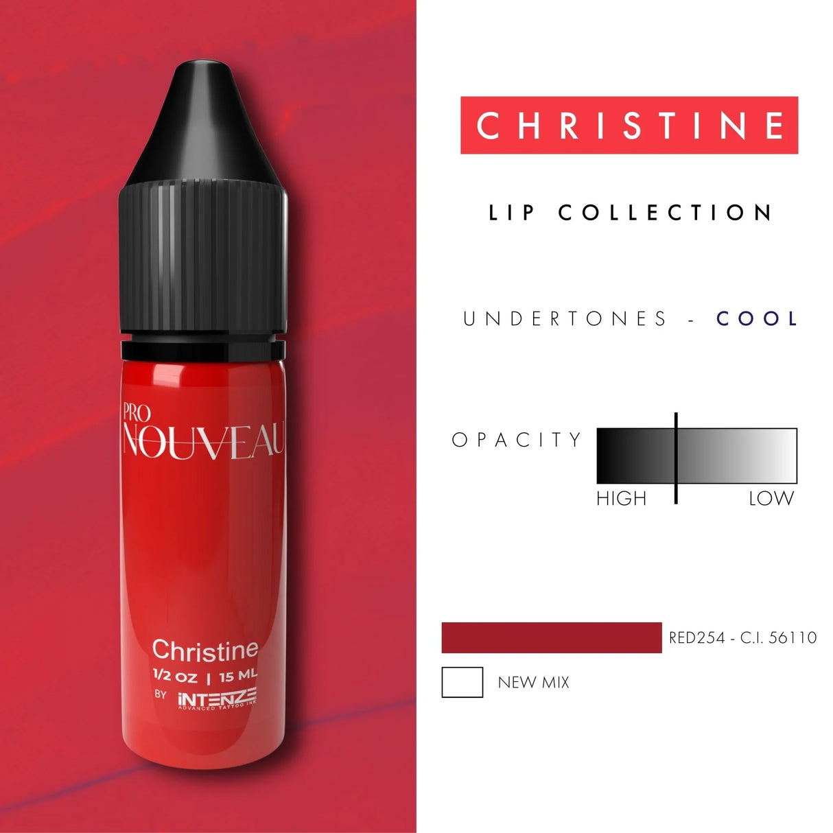 Pigmentos para labios Pro Nouveau de Intenze Christine 15ml