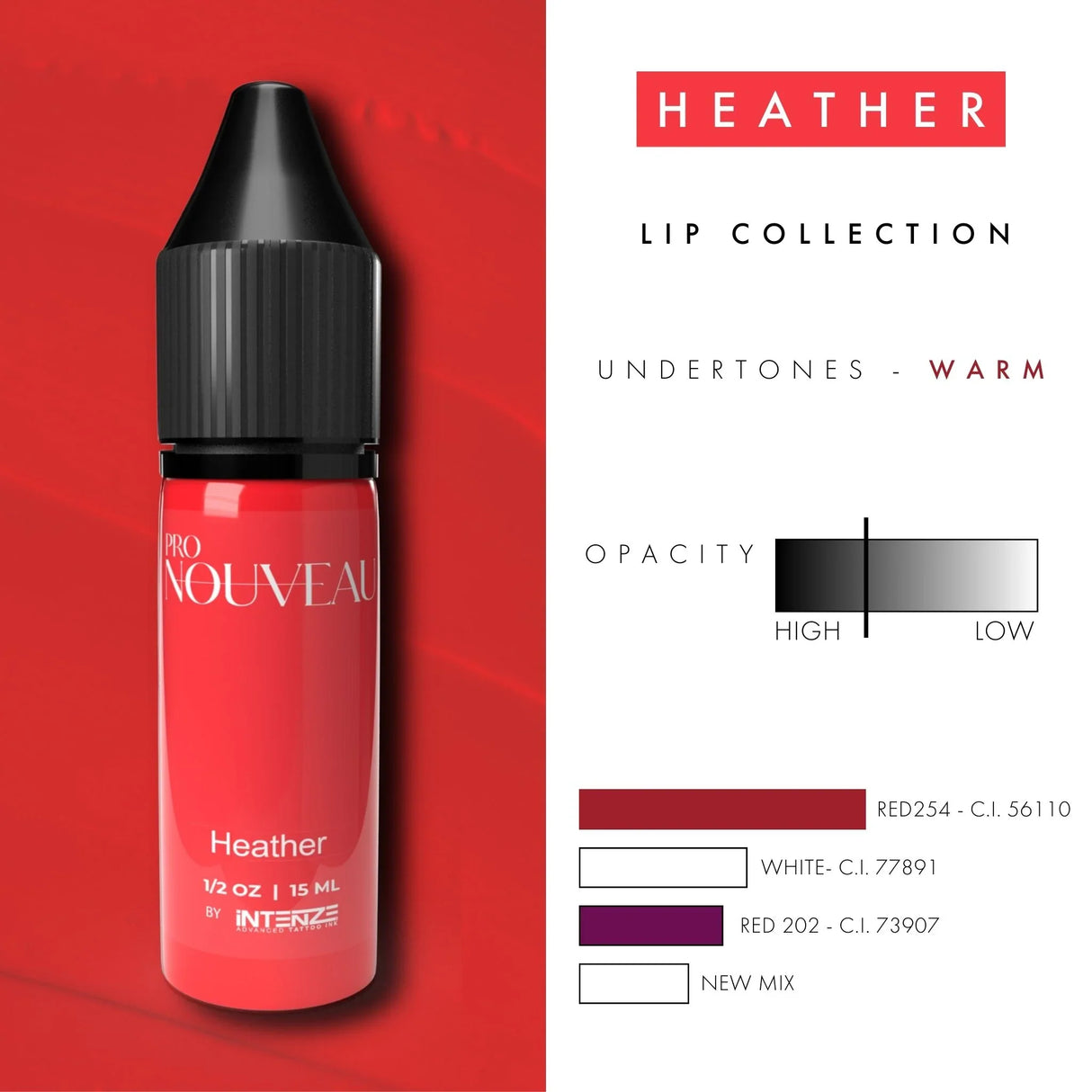 Pigmentos para labios Pro Nouveau de Intenze Heather 15ml