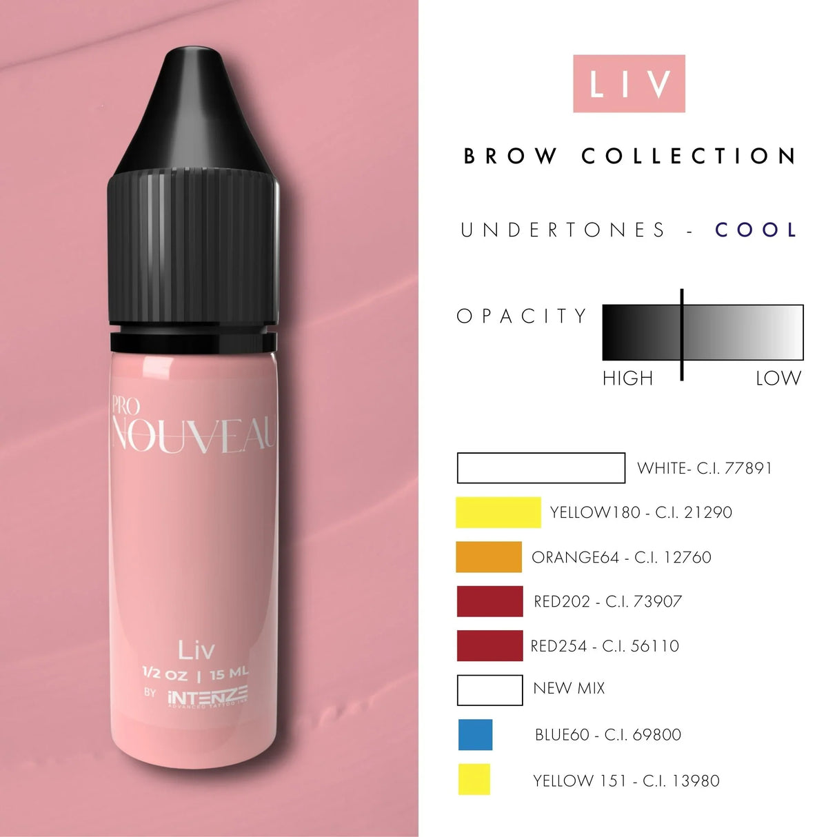 Pigmentos para labios Pro Nouveau Blush de Intenze Liv 15ml