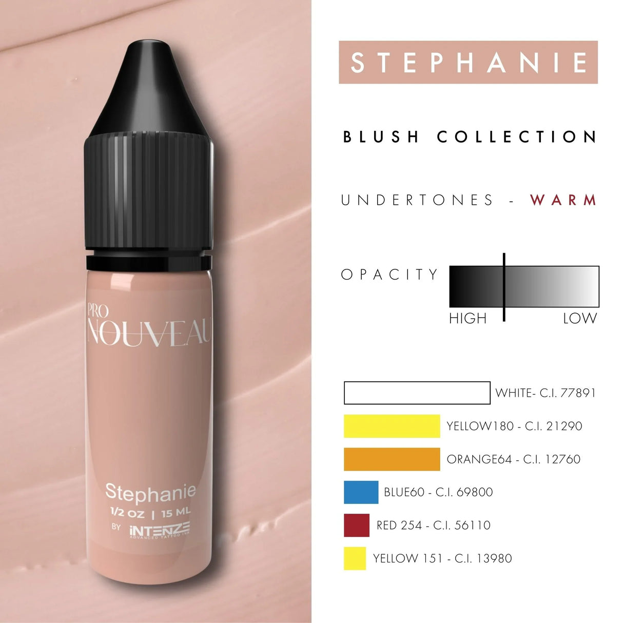 Pigmentos para labios Pro Nouveau Blush de Intenze Stephanie 15ml