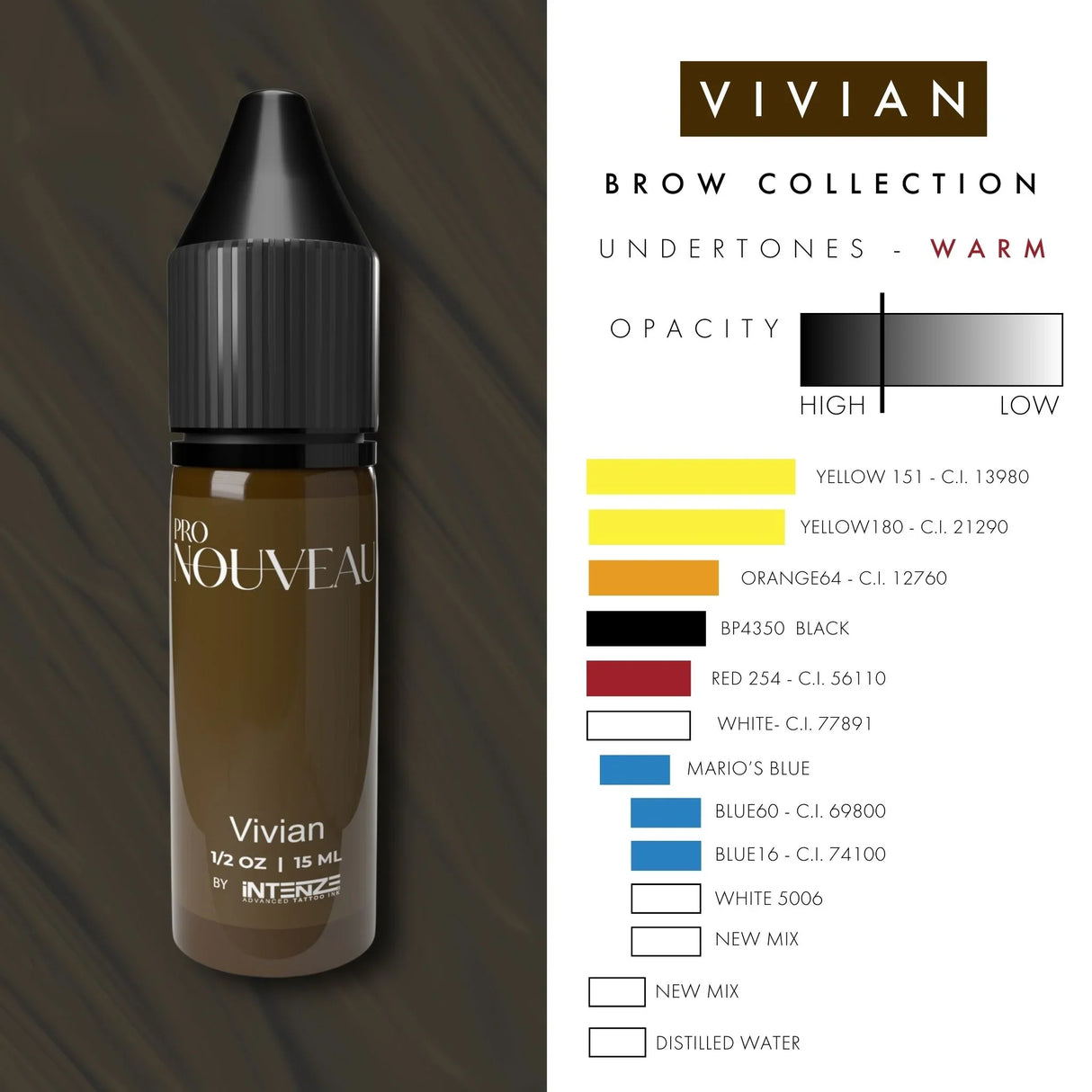 Pigmentos para cejas Pro Nouveau de Intenze Vivian 15ml