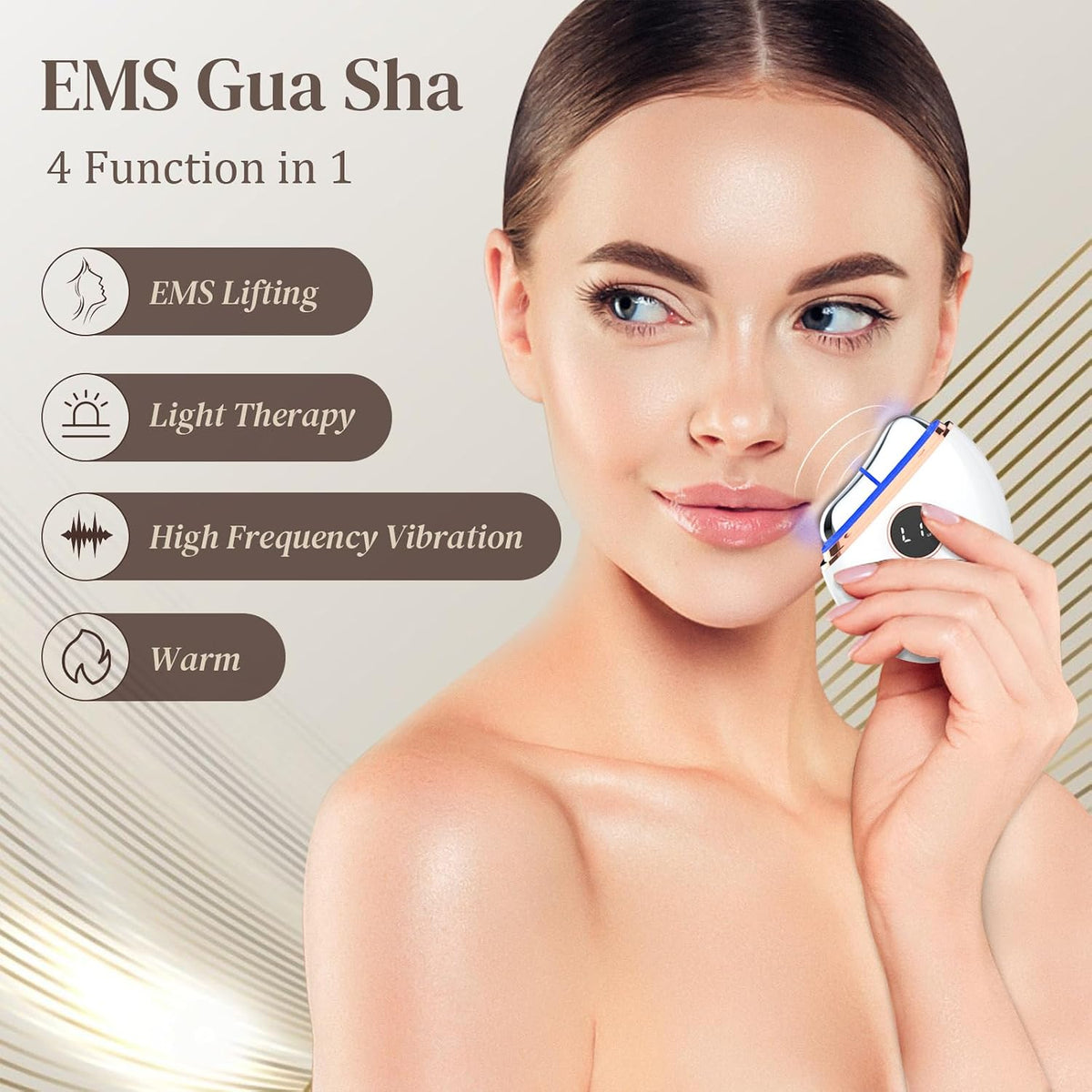 Profey EMS gua sha massager with heat vibration and LED light care