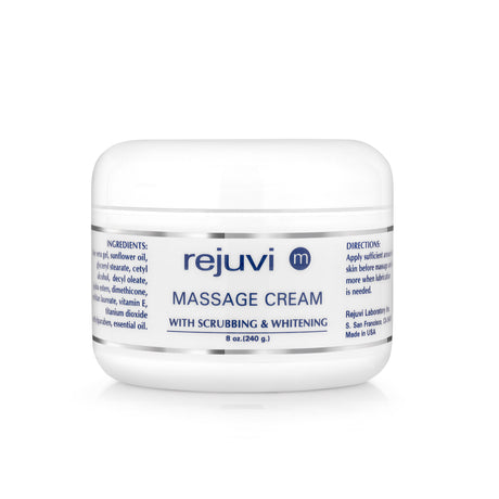 Rejuvi m Crema De Masaje Exfoliante 240g – Tarro, etiqueta frontal