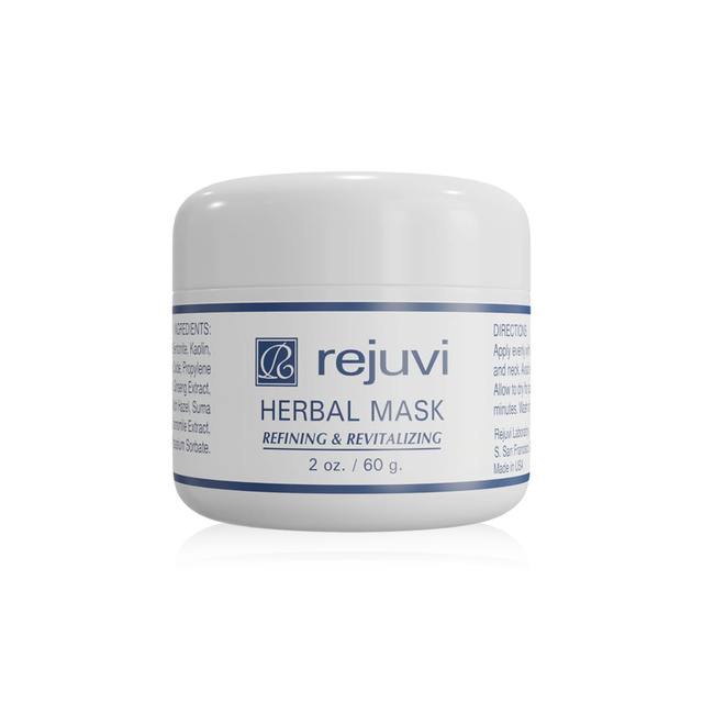 Rejuvi Herbal Mask 60g jar with ginseng and aloe vera for soothing clay mask