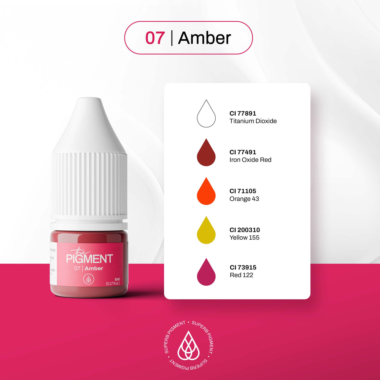 The Pigment 07 Amber 5ml PMU pigment for watercolor lips