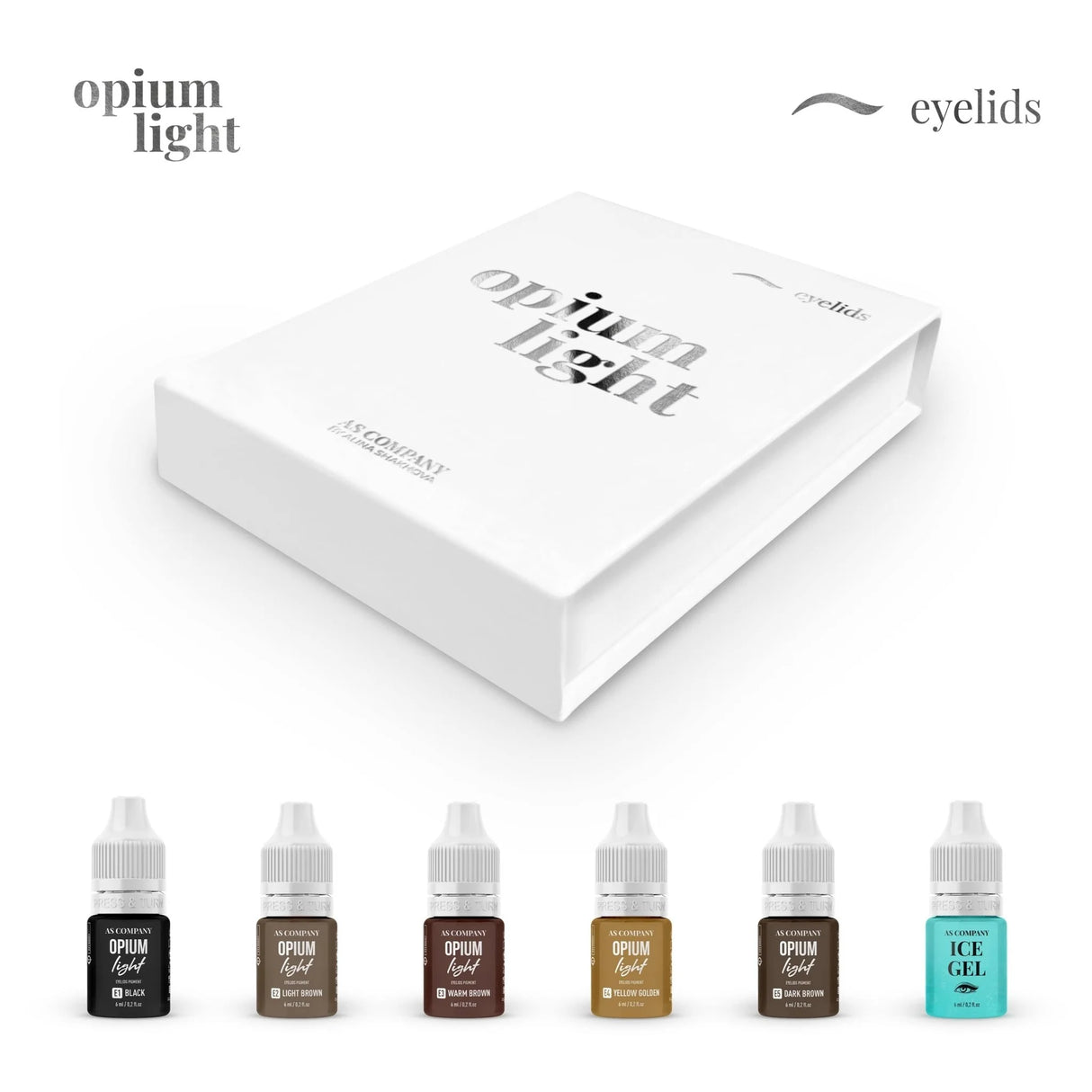 Set de párpados híbridos AS COMPANY (Opium Light) 6 piezas/6 ml
