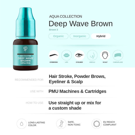 PhiAcademy PMU Aqua Deep Wave Brown Pigment 10ml – pigment shade and product information