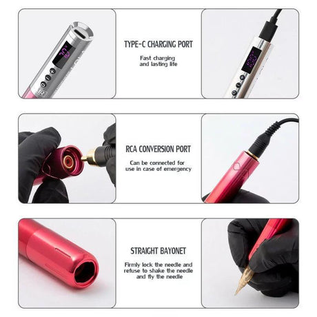 EZ Lola Air Wireless Tattoo And PMU Pen Black Power - Pink Gradient - BVShop