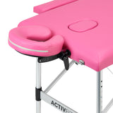 Folding massage table aluminum Activ Fizjo comfort 2 segment pink - BVShop