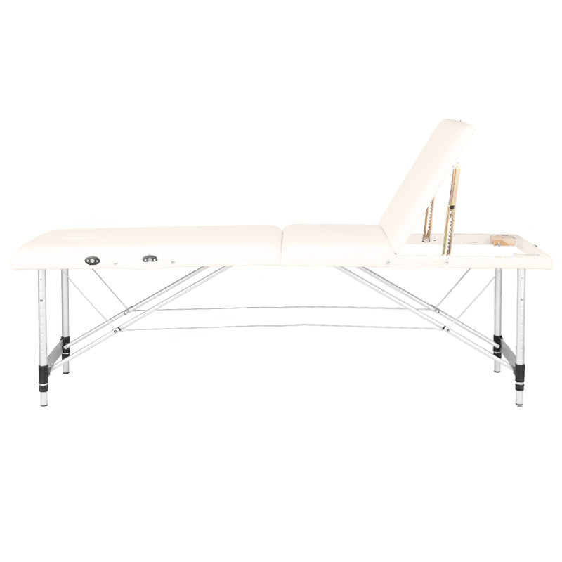 Folding massage table, aluminum comfort, 3-section cream - BVShop