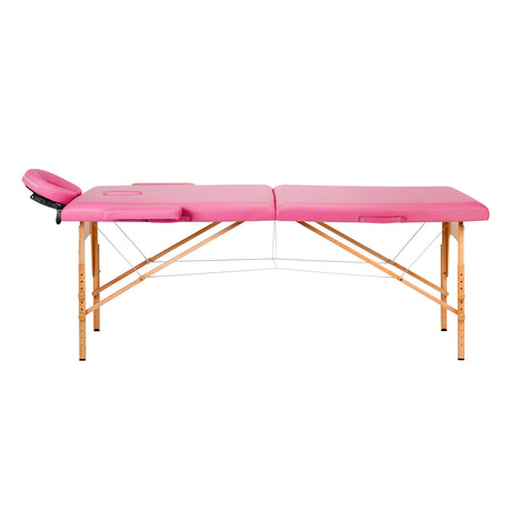 Folding massage table wooden Activ Fizjo comfort 2 segment pink - BVShop