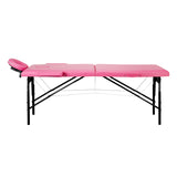 Folding massage table wooden Activ Fizjo comfort 2 segment pink black wood - BVShop