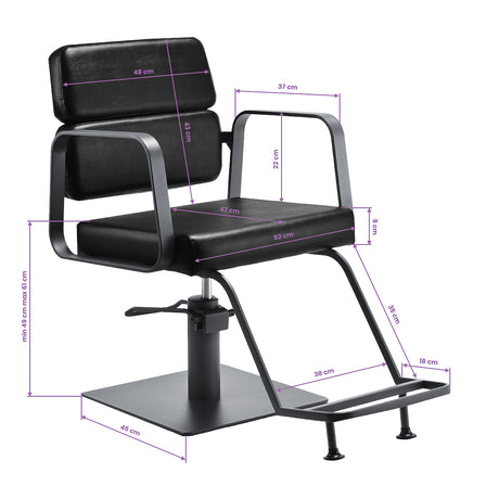 Gabbiano hairdressing chair Porto gray black - BVShop