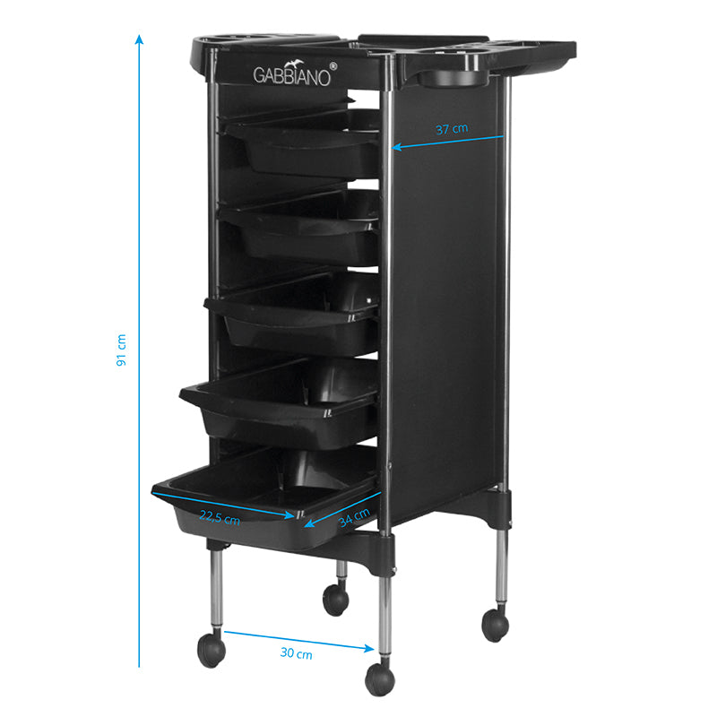 Gabbiano hairdressing trolley fx11-5 black - BVShop