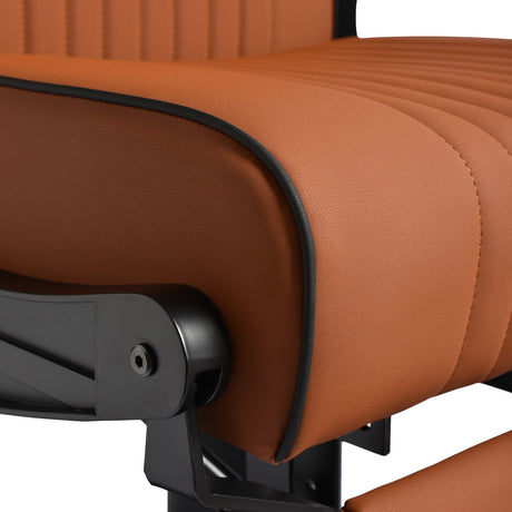 Gabbiano Levi barber chair with black frame brown without stitching at the back - BVShop