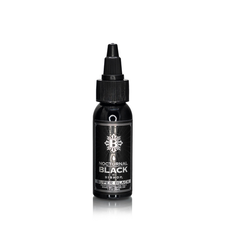 Nocturnal By Bishop Super Black 30ml — botella sobre fondo blanco