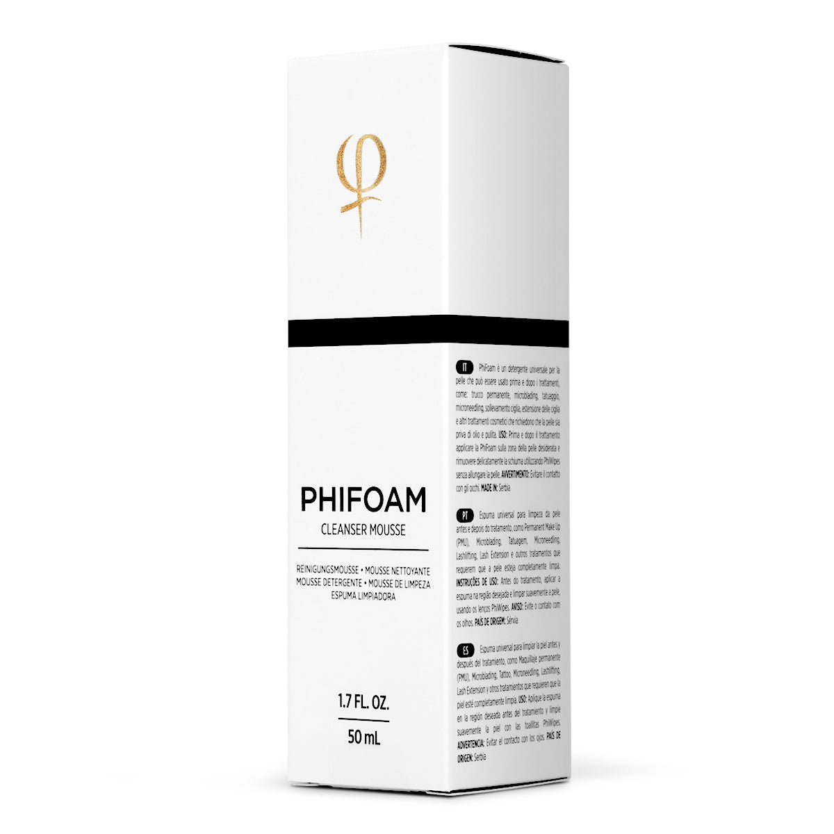 PhiAcademy Phi Foam Cleansing Foam 50ml — 50ml cleansing foam carton side