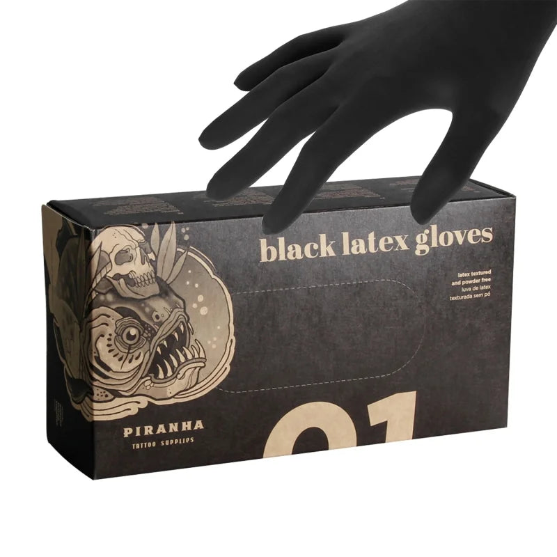 Guantes de Látex Negros Piranha 100 unidades