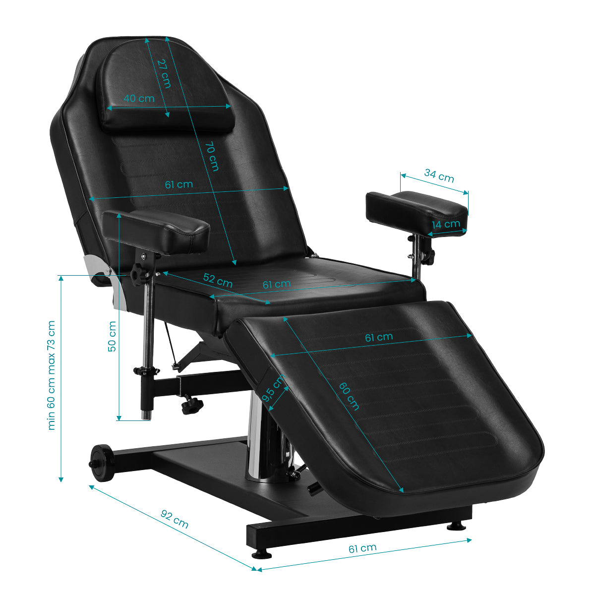 PRO INK 322F hydraulic tattoo chair black - BVShop
