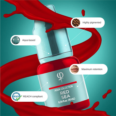 PhiAcademy PMU Aqua Red Sea Pigment 10ml — formula and pigment texture