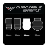 FK Irons Spektra Flux Wide disposable rubber grip, 40mm diameter, single black grip for tattoo machines.