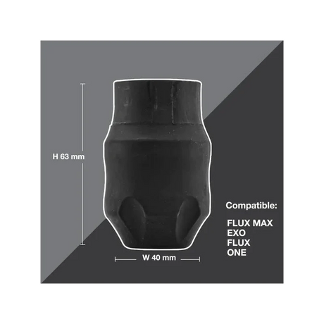 FK Irons Spektra Flux Wide disposable rubber grip, 40mm diameter, shown in the image with textured black surface.
