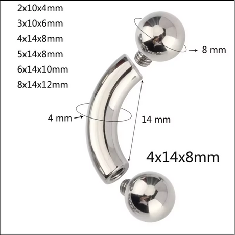 Titanium Big Size Internal Thread Curved Barbell - BVShop