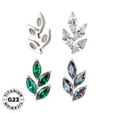 Anillo de titanio con forma de hoja