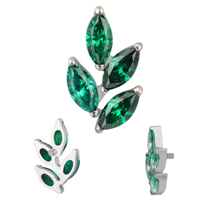 Anillo de titanio con forma de hoja