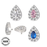 Anillo de titanio con pavé en forma de pera