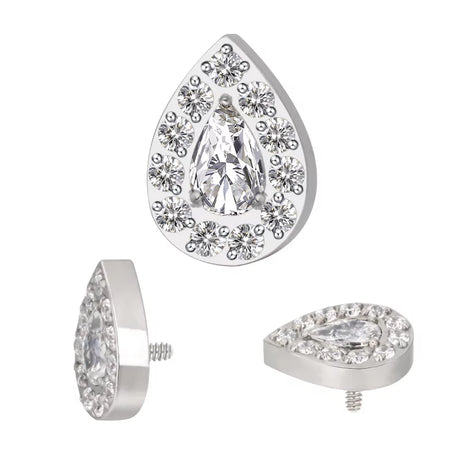 Anillo de titanio con pavé en forma de pera