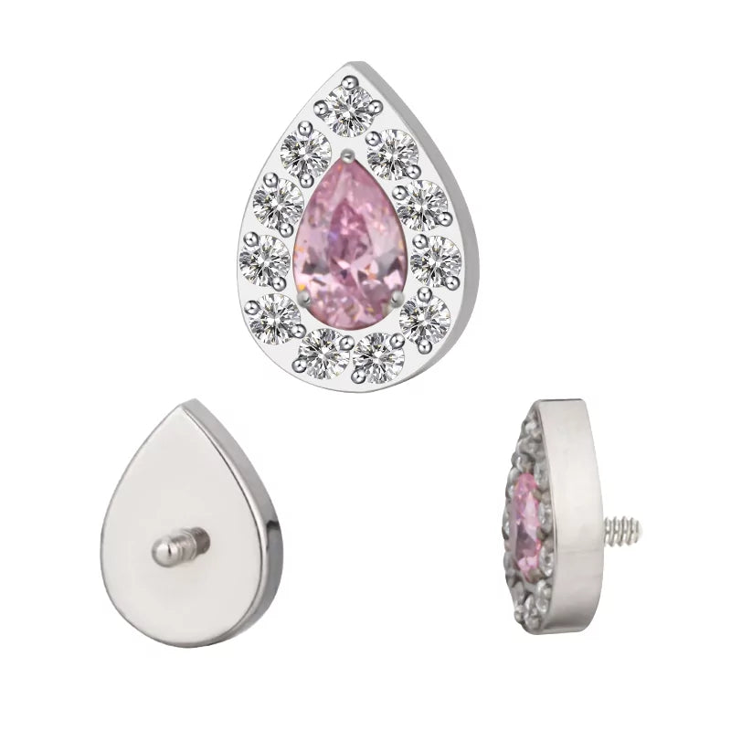 Anillo de titanio con pavé en forma de pera